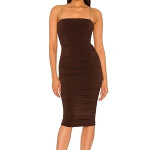 Nookie Allegra Midi Dress in Chocolate
